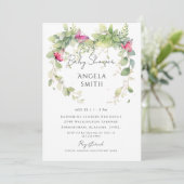 Roze Vlinders in Foliage Elegant Baby shower Kaart (Staand voorkant)