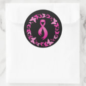 Roze vlinders krans - borstkanker ronde sticker (Tas)