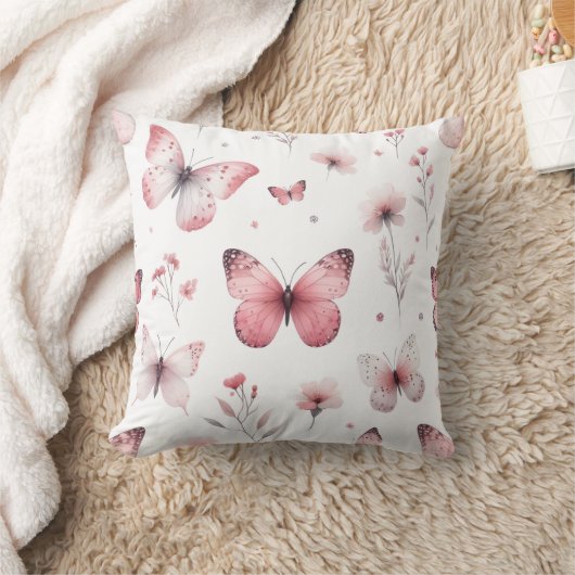 Roze Vlinders Kussen (Deken)