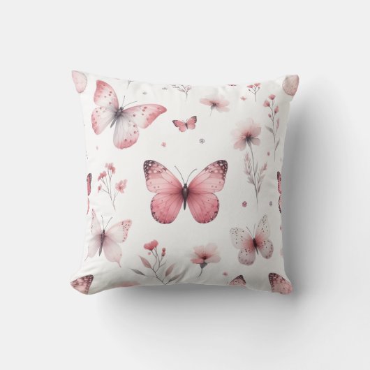 Roze Vlinders Kussen (Voorkant)