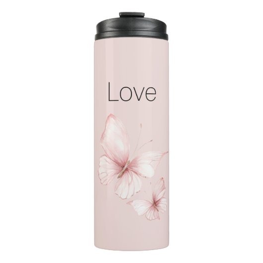 Roze Vlinders Liefde Thermosbeker (Voorkant)