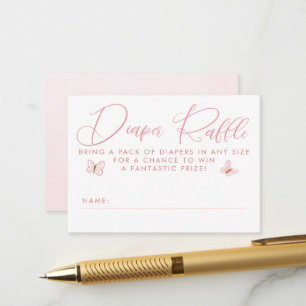 Roze Vlinders Luier Raffle Baby Shower Tickets Informatiekaartje