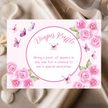 Roze Vlinders Luier Raffle Bijlage Kaart