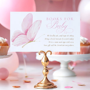 Roze Vlinders Meisje Baby shower Boeken voor Baby Informatiekaartje