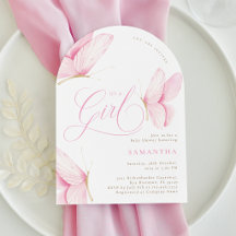 Roze Vlinders Meisje Baby Shower