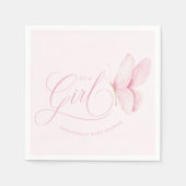Roze Vlinders Meisje Baby shower Papier servetten (Voorkant)