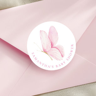 Roze Vlinders Meisje Baby shower Sticker