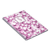 Roze Vlinders Modern Elegant Custom Monogram Notitieboek (Rechterzijde)