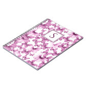 Roze Vlinders Modern Elegant Custom Monogram Notitieboek (Linkerzijde)