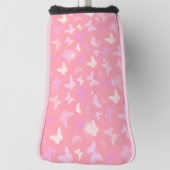 Roze Vlinders Naadloos Patroon Golfheadcover (Draai 90)