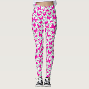 Roze vlinders op planten Geen BG Leggings