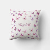Roze Vlinders Patroon Aangepaste naam Kussen (Achterkant)