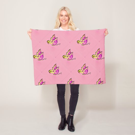 roze vlinders patroon fleece deken (In situ)
