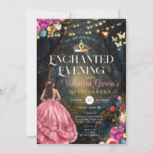 Roze Vlinders Quinceañera 15 Anos Bloemen Goud Kaart (Voorkant)