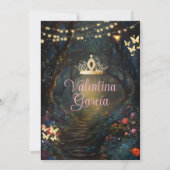 Roze Vlinders Quinceañera 15 Anos Bloemen Goud Kaart (Achterkant)