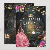 Roze Vlinders Quinceañera 15 Anos Bloemen Goud Kaart (Voorkant / Achterkant)