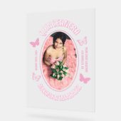 Roze Vlinders Quinceanera Acryl Bord (Hoek)