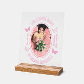Roze Vlinders Quinceanera Acryl Bord (Hoek)