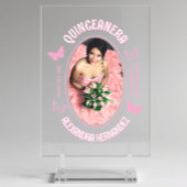 Roze Vlinders Quinceanera Acryl Bord