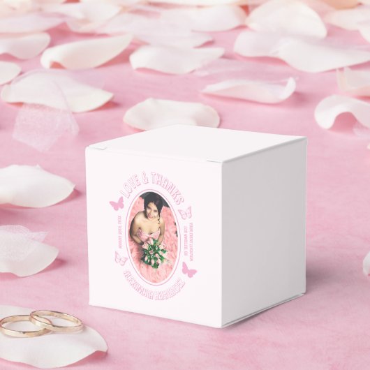 Roze Vlinders Quinceanera Bedankdoosjes (Huwelijk)