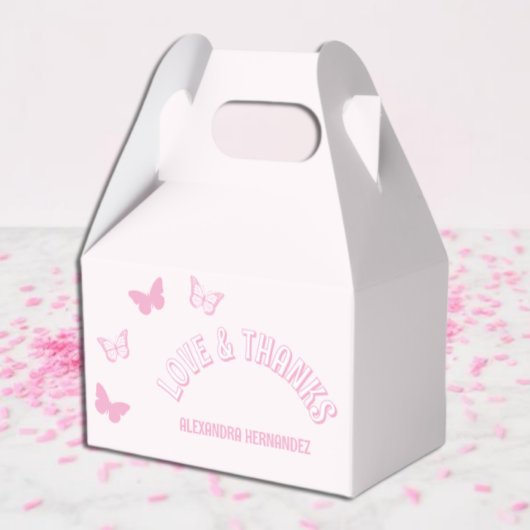 Roze Vlinders Quinceanera Bedankdoosjes