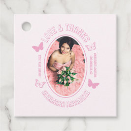 Roze Vlinders Quinceanera Bedankjes Labels