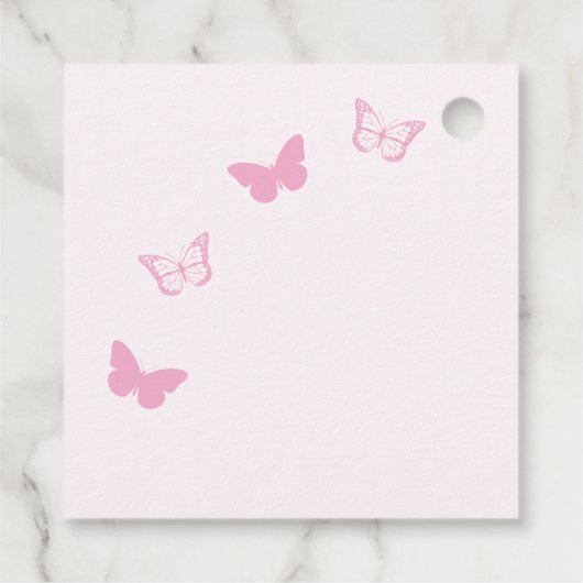 Roze Vlinders Quinceanera Bedankjes Labels (Achterkant)