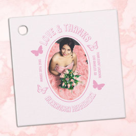 Roze Vlinders Quinceanera Bedankjes Labels