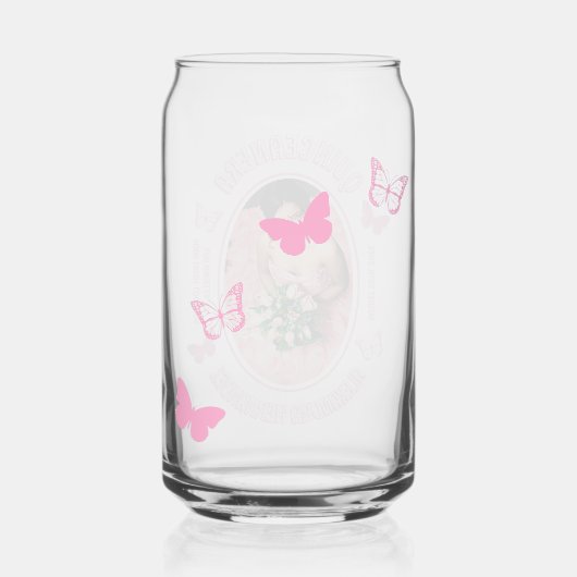 Roze Vlinders Quinceanera Blikvorm Glas (Achterkant)