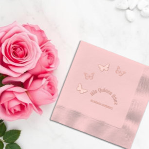 Roze Vlinders Quinceanera Folie Servetten
