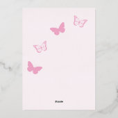 Roze Vlinders Quinceanera Folie Uitnodiging (Achterkant)