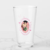 Roze Vlinders Quinceanera Glas (Voorkant)