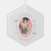 Roze Vlinders Quinceanera Glas Ornament (Voorkant)