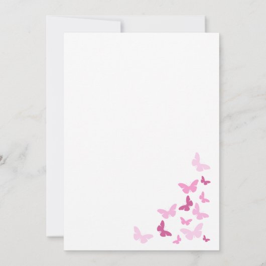 Roze Vlinders Quinceañera Goud Custom Kaart (Achterkant)