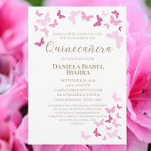 Roze Vlinders Quinceañera Goud Custom Kaart