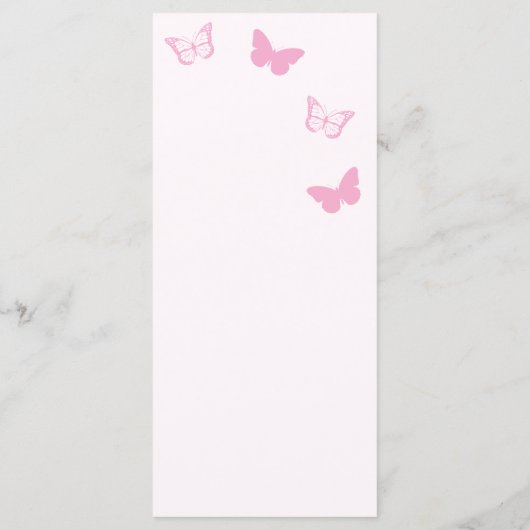 Roze Vlinders Quinceanera Menu (Achterkant)