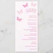 Roze Vlinders Quinceanera Menu (Voorkant)