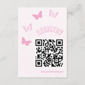 Roze Vlinders Quinceanera Registry Informatiekaartje (Voorkant)
