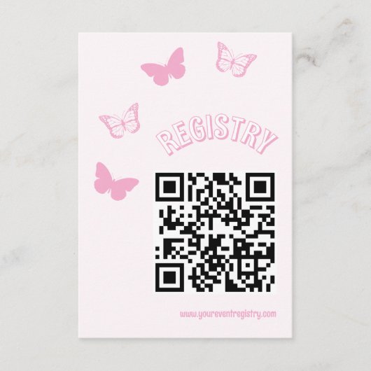 Roze Vlinders Quinceanera Registry Informatiekaartje (Voorkant)