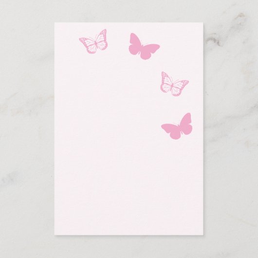 Roze Vlinders Quinceanera Registry Informatiekaartje (Achterkant)