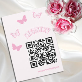 Roze Vlinders Quinceanera Registry Informatiekaartje