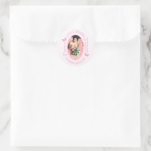 Roze Vlinders Quinceanera Ronde Sticker