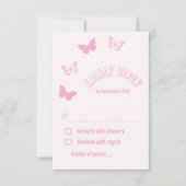 Roze Vlinders Quinceanera RSVP Kaartje (Voorkant)