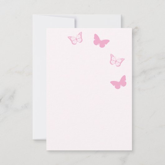 Roze Vlinders Quinceanera RSVP Kaartje (Achterkant)