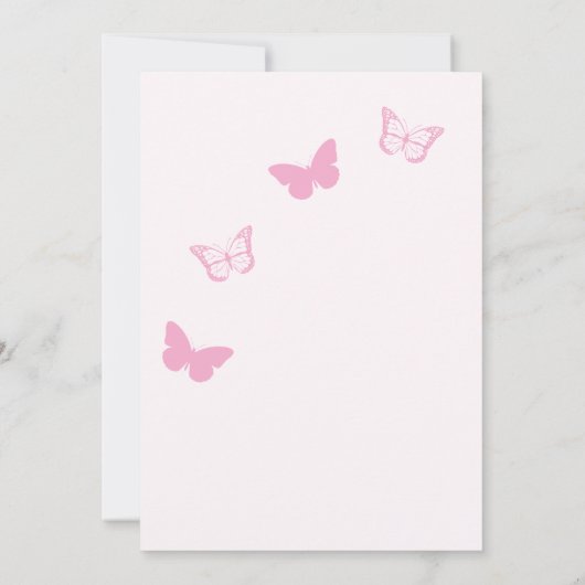 Roze Vlinders Quinceanera Save The Date (Achterkant)