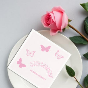 Roze Vlinders Quinceanera Servet
