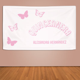 Roze Vlinders Quinceanera Spandoek