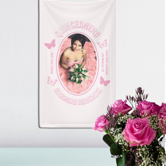 Roze Vlinders Quinceanera Spandoek