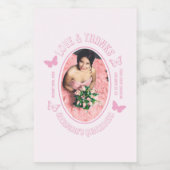 Roze Vlinders Quinceanera Wijn Etiket (Enkel label)