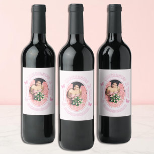 Roze Vlinders Quinceanera Wijn Etiket